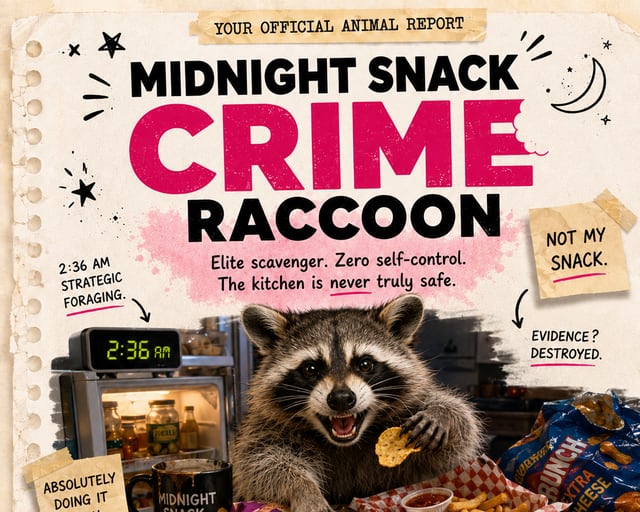 Midnight Snack Crime Raccoon: a playful raccoon illustration