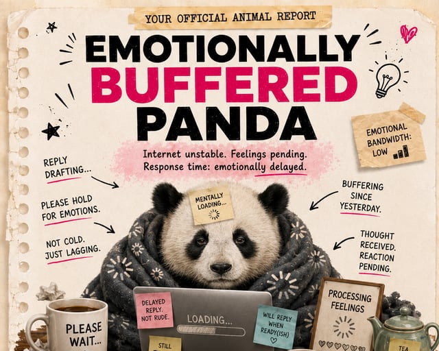 Emotionally Buffered Panda: a playful panda illustration