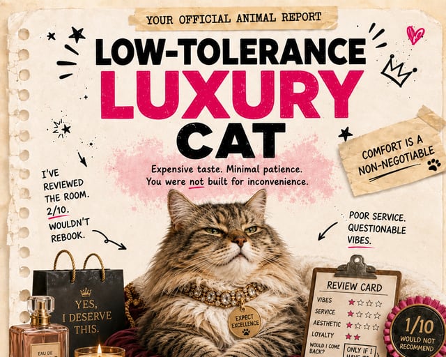Low-Tolerance Luxury Cat: a playful cat illustration