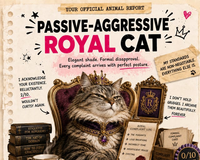 Passive-Aggressive Royal Cat: a playful cat illustration
