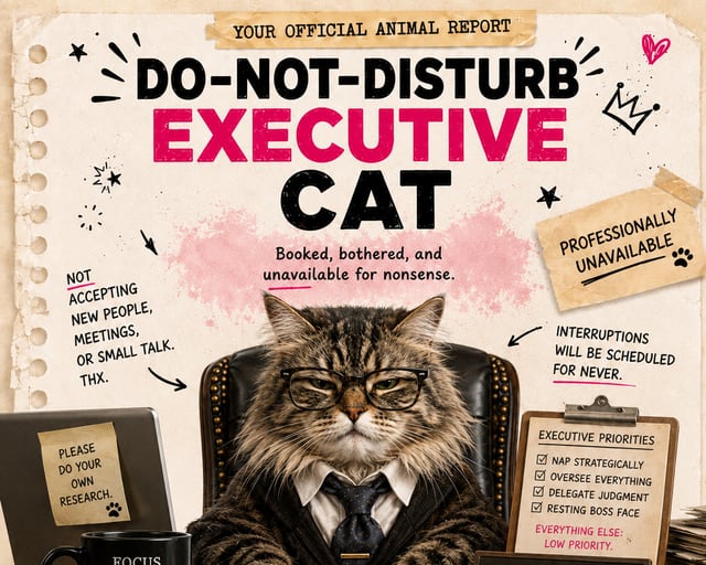 Do-Not-Disturb Executive Cat: a playful cat illustration