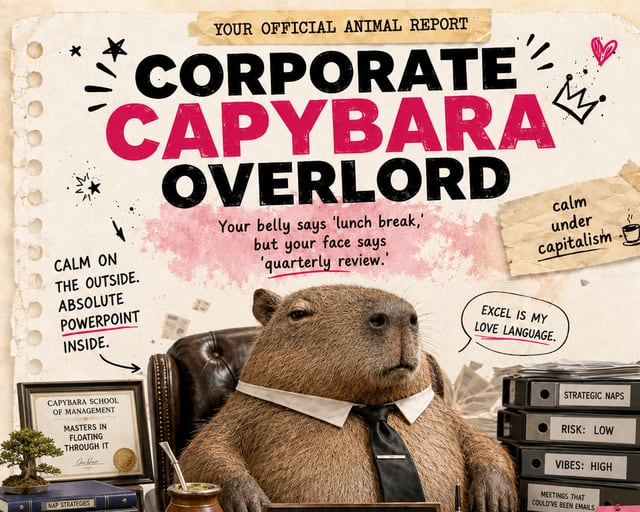 Corporate Capybara Overlord: a playful capybara illustration