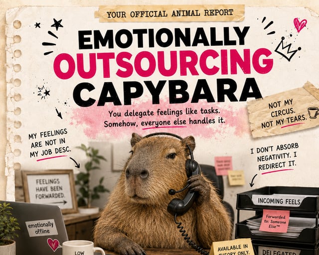 Emotionally Outsourcing Capybara: a playful capybara illustration