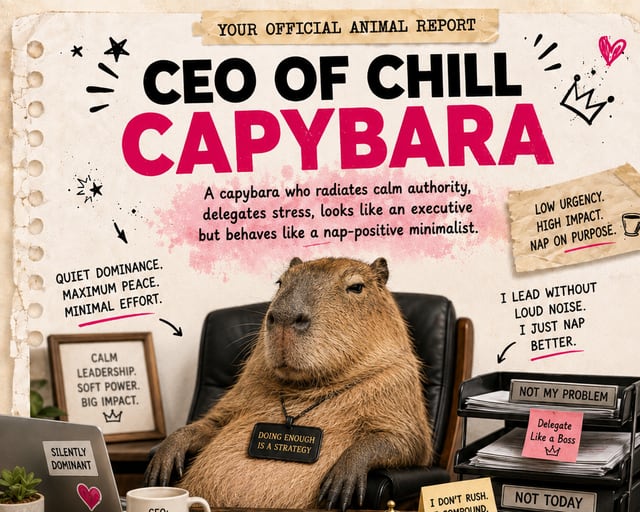 CEO of Chill Capybara: a playful capybara illustration