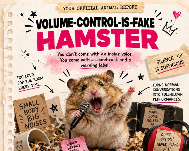 Volume-Control-Is-Fake Hamster: a playful hamster illustration