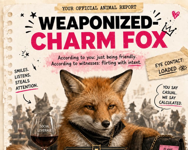 Weaponized Charm Fox: a playful fox illustration