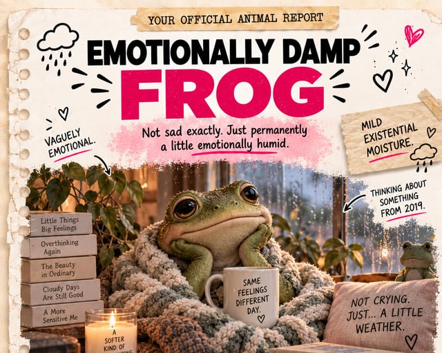 Emotionally Damp Frog: a playful frog illustration