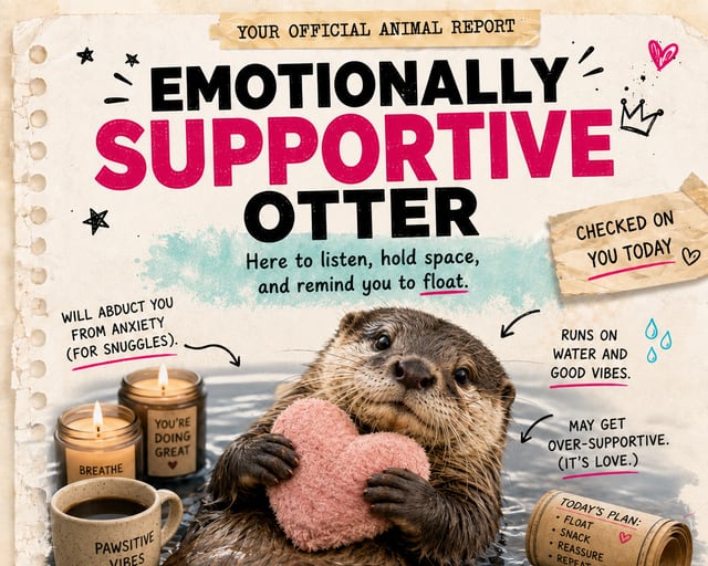 Emotionally Supportive Otter: a playful otter illustration