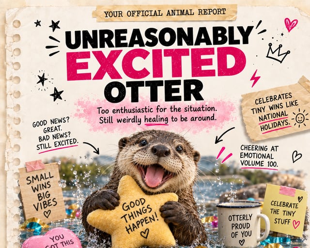 Unreasonably Excited Otter: a playful otter illustration