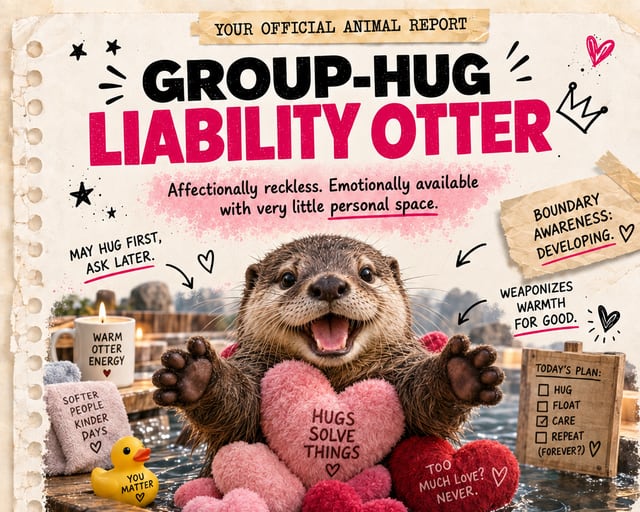 Group-Hug Liability Otter: a playful otter illustration