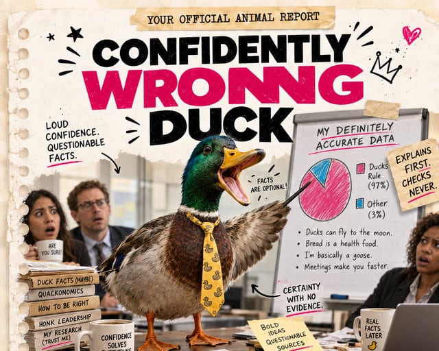 Confidently Wrong Duck: a playful duck illustration