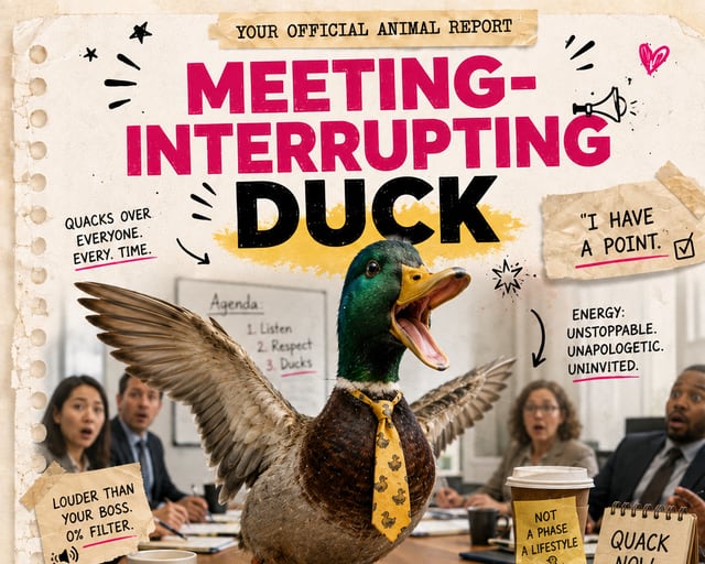 Meeting-Interrupting Duck: a playful duck illustration