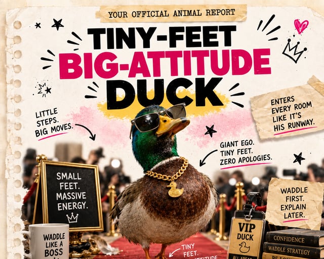 Tiny-Feet Big-Attitude Duck: a playful duck illustration