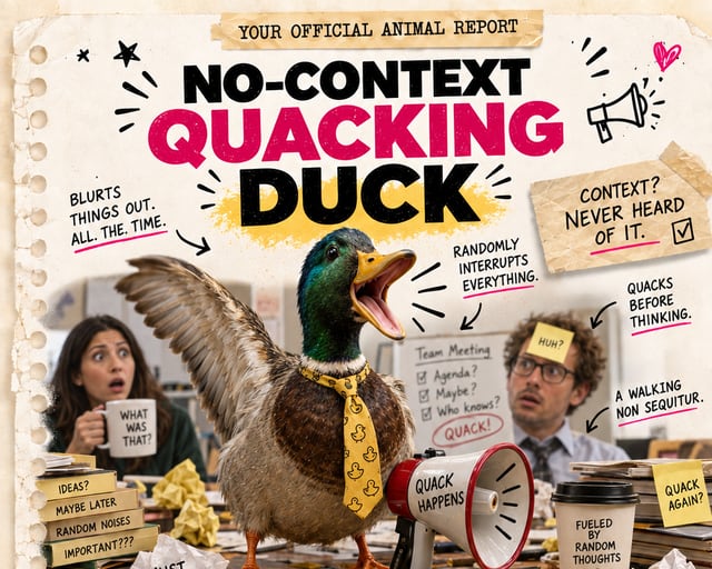 No-Context Quacking Duck: a playful duck illustration