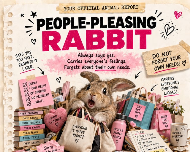 People-Pleasing Rabbit: a playful rabbit illustration