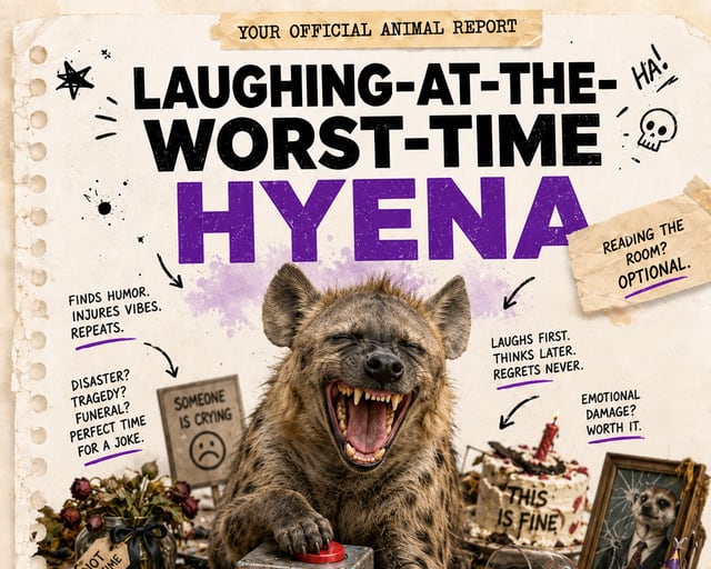 Laughing-at-the-Worst-Time Hyena: a playful hyena illustration